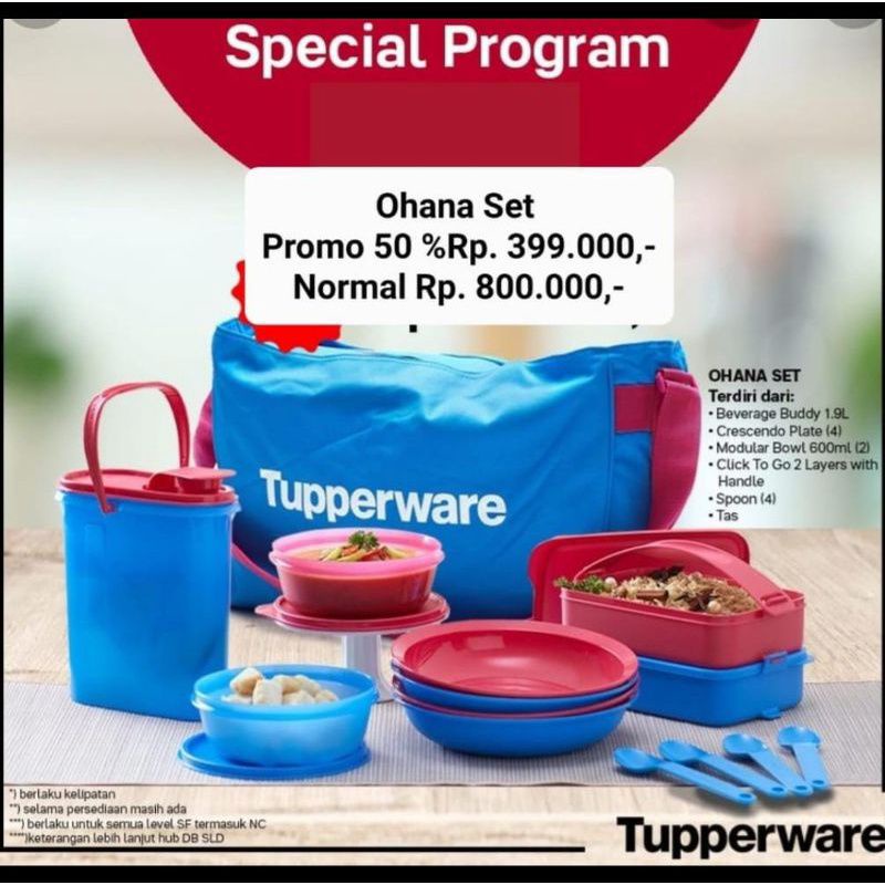 Jual promo Ohana Tupperware paket piknik lengkap(13pc) | Shopee Indonesia