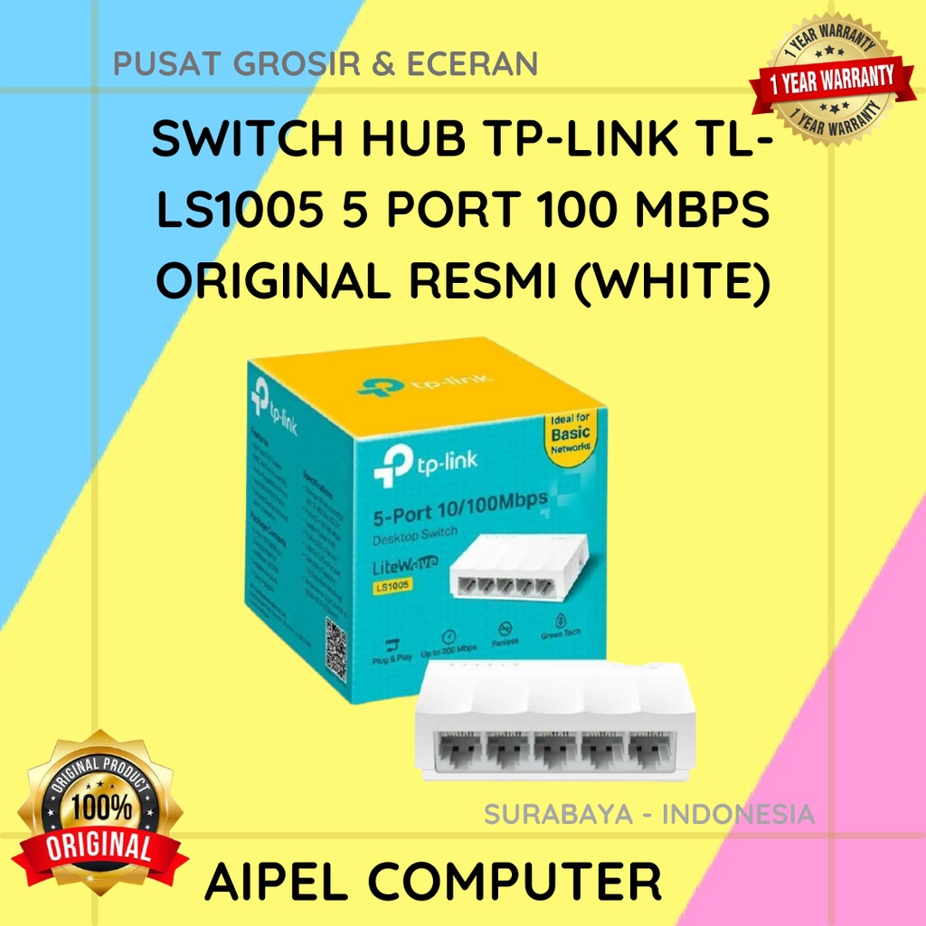 Jual LS1005 SWITCH HUB TPLINK TLLS1005 5 PORT 100 MBPS ORIGINAL RESMI Shopee Indonesia