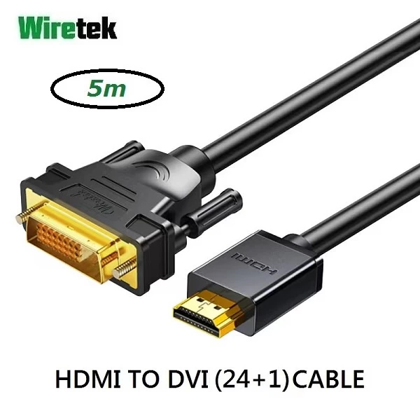 Kabel HDMI to DVI-D 24+1 Dual Link 5 meter WIRETEK