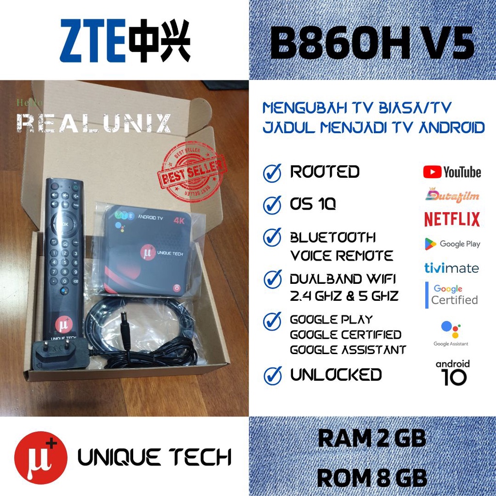 Jual Android Tv Box Stb Zte Ram Gb Rom Gb B H V Versi Os Realunix Pro Unlocked Rooted