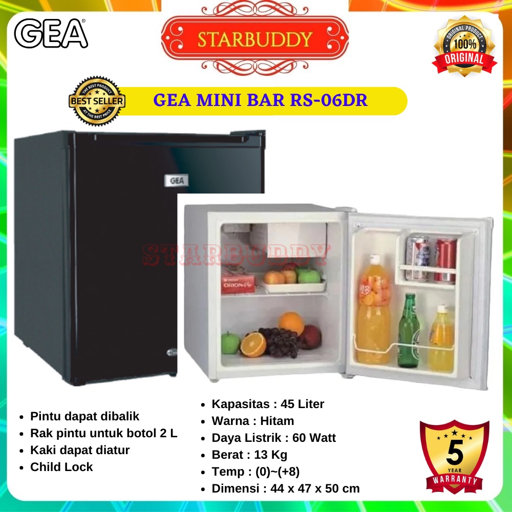 Jual KULKAS MINIBAR GEA RS06DR HITAM Shopee Indonesia