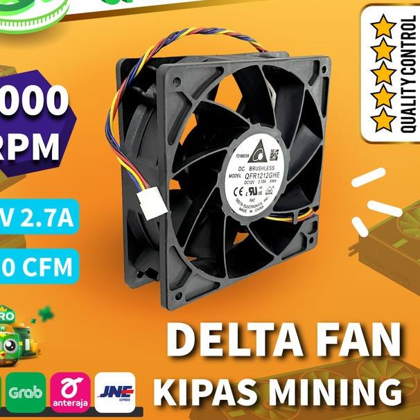 Jual DELTA FAN 120mm 12V 2.7A 6000RPM ⚡ KIPAS MINING RIG / ANTMINER ...
