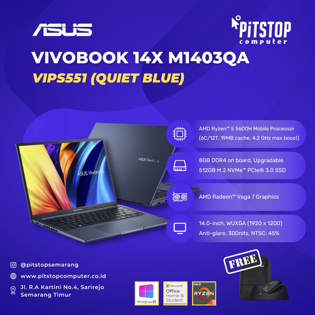 Jual Asus Vivobook 14x M1403qa Vips551 Vips552 Amd Ryzen 5 5600h8gb512gb Ssd14″ Wuxga Ips 7237