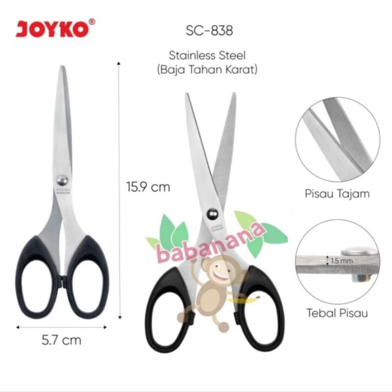 Jual Gunting Joyko SC-838 Scissors pemotong kertas multifungsi | Shopee ...