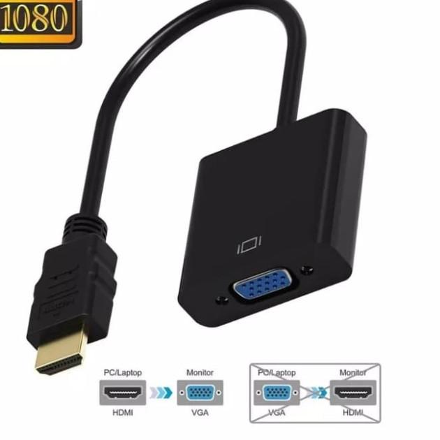 Jual Kabel Converter HDMI to VGA Full HD 1080P Black - Hitam | Shopee ...