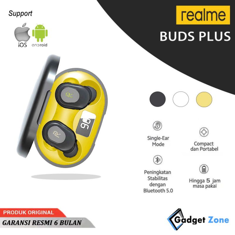 Jual Airdots Realme Buds Plus Bluetooth 5.2 Low Latency LED Touch