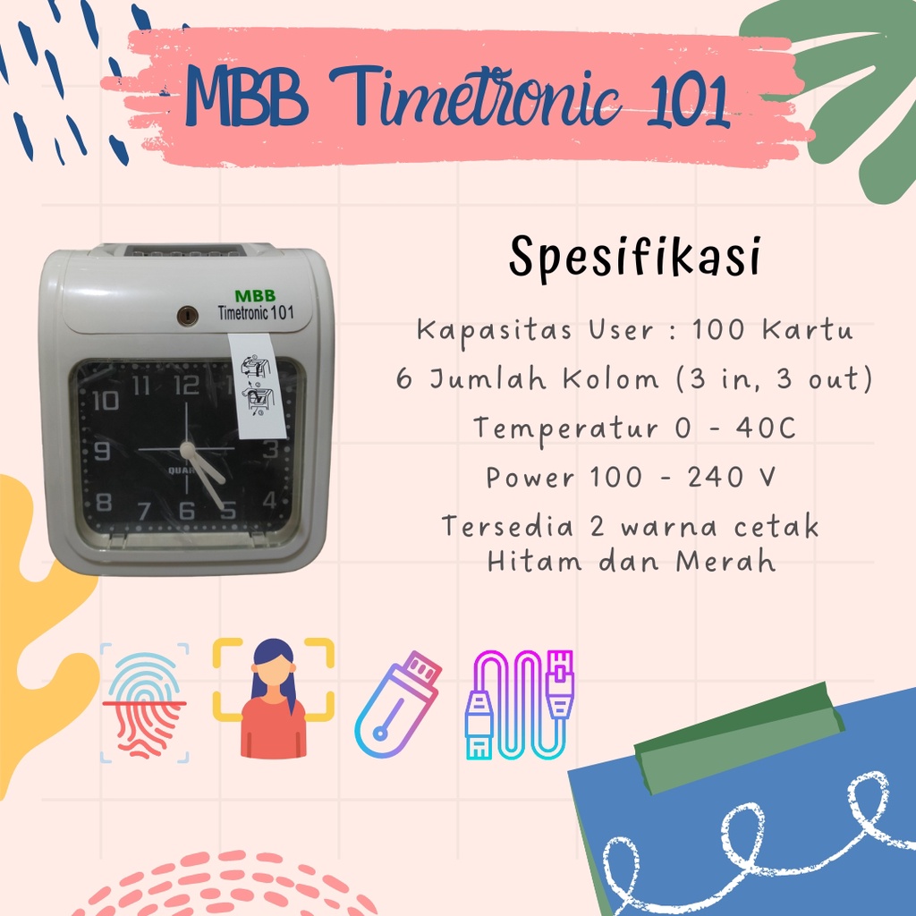 Jual Mesin Absensi Check Lock / Ceklok MBB Timetronic 101 | Shopee ...
