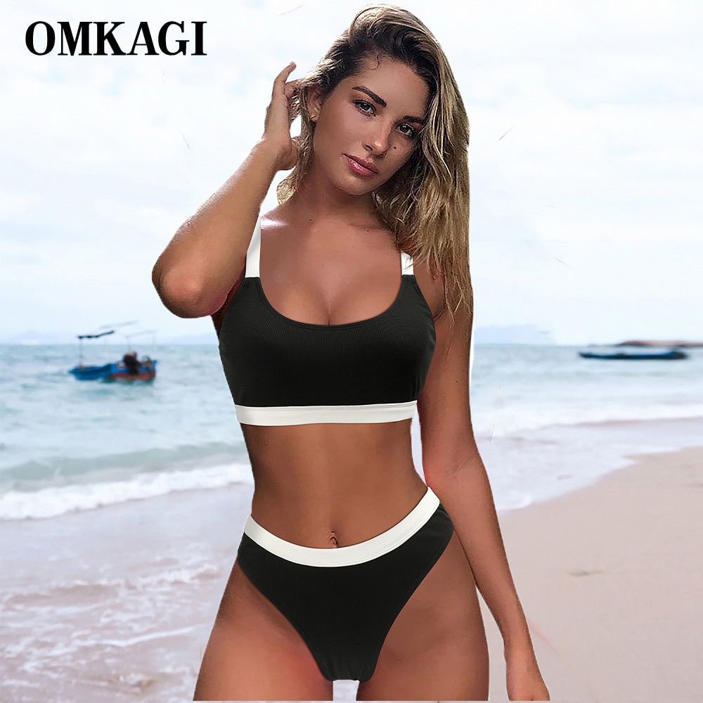 Jual Preorder Omkagi High Waist Bikini 2021 Solid Sexy Biquini Push Up