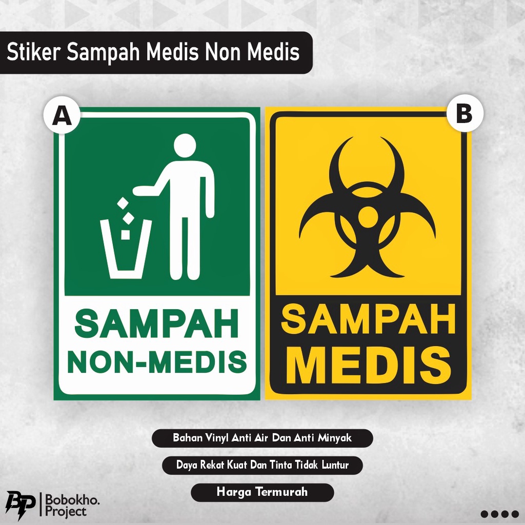 Jual Stiker Sampah Medis Non Medis Sticker Limbah Medis Sticker Limbah Non Medis Stiker 0791