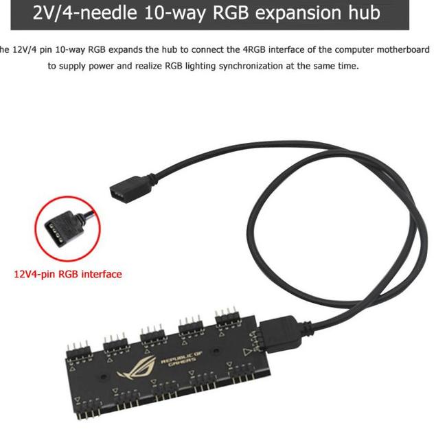 Jual Fan hub Splitter RGB 4pin to x10 Led Strip FanHub Kipas Led Casing ...