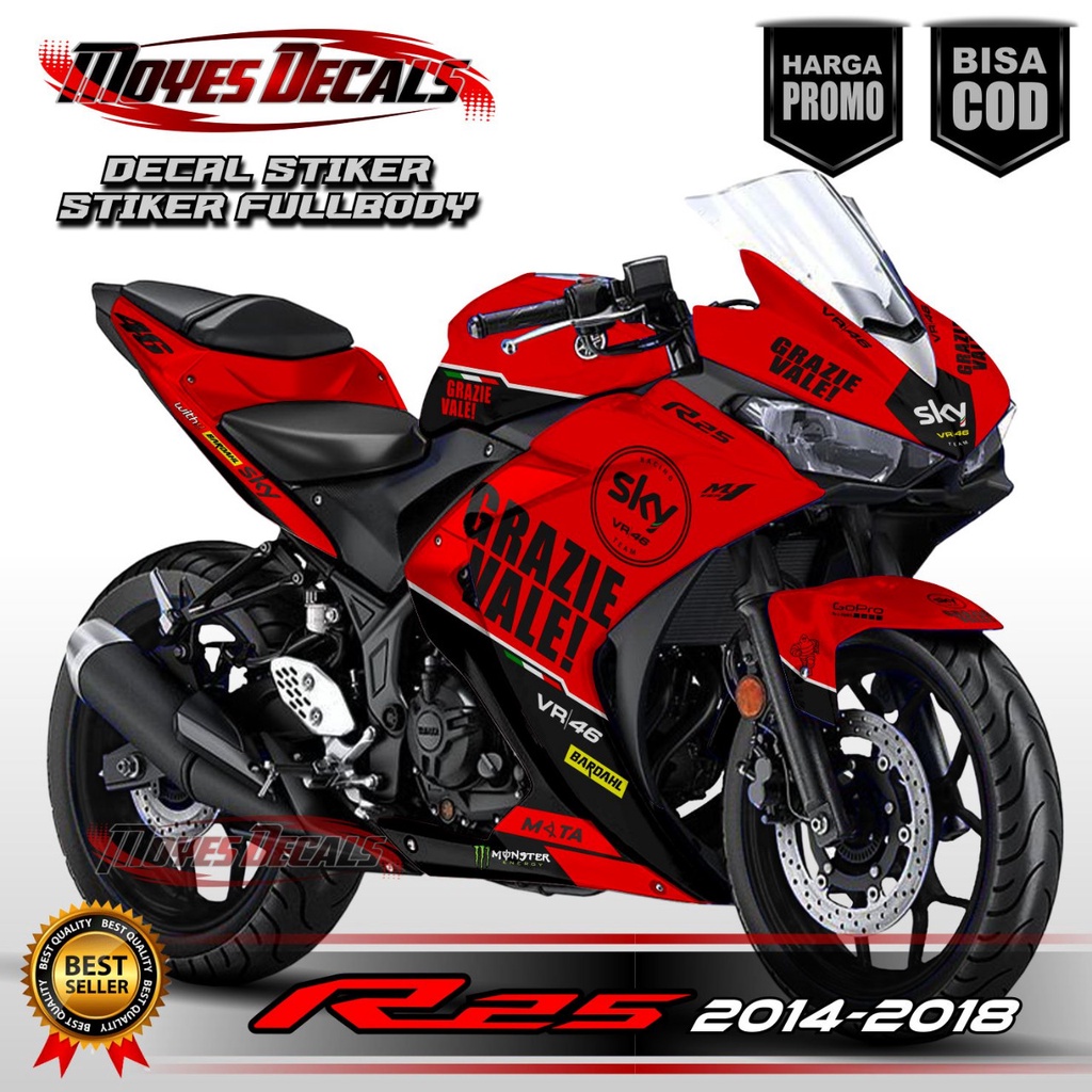 Jual Decal R25 Full body - Grazie Vale Fans VR46 Warna Merah | Shopee ...