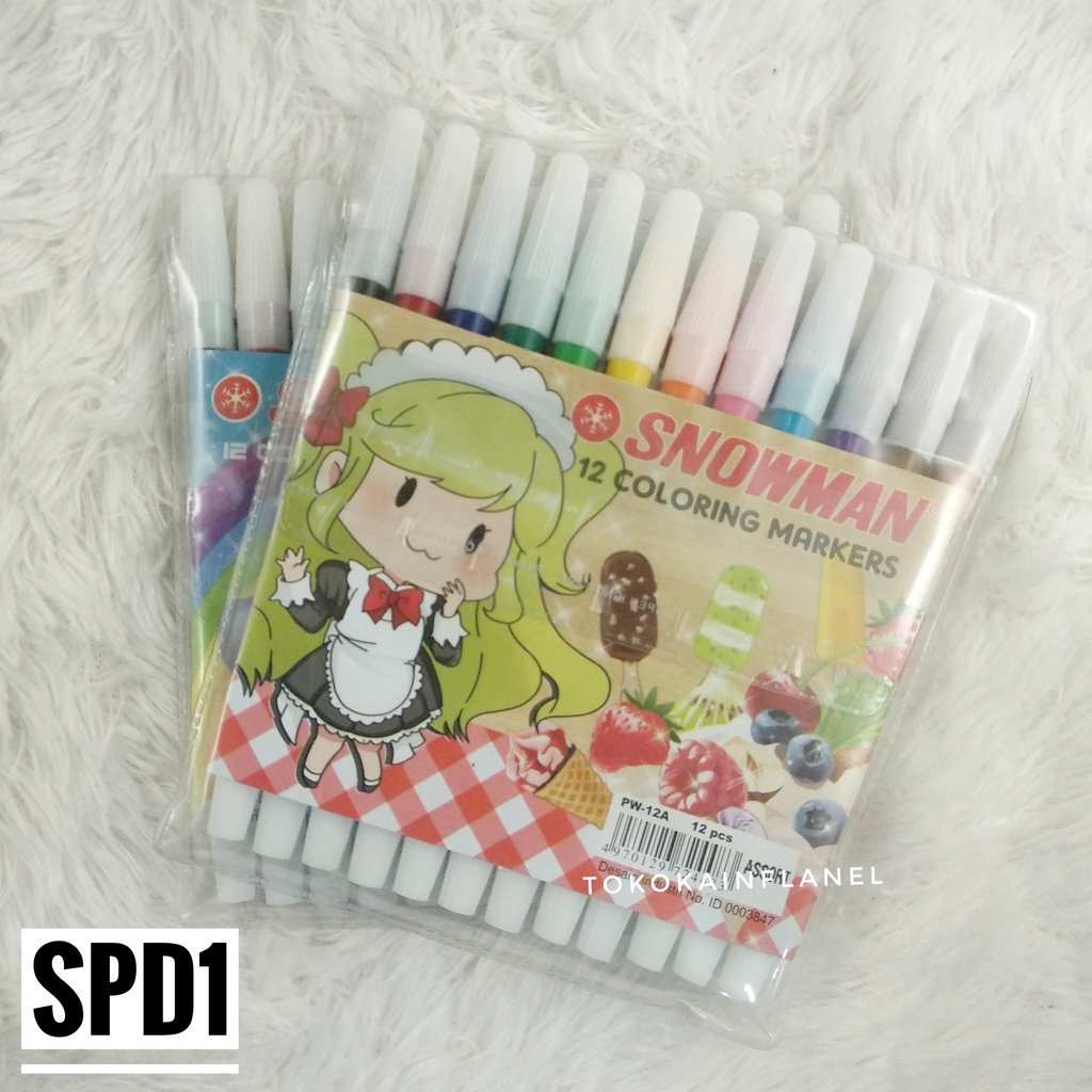 Jual SPD1 Spidol Snowman 12 Coloring Markers (1 Pak) | Shopee Indonesia