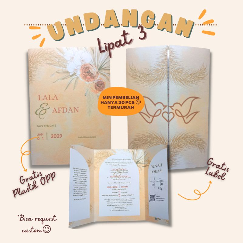 Jual Undangan Pernikahan, Engagement, Tasyakuran, Acara Costum Lipat 3 ...