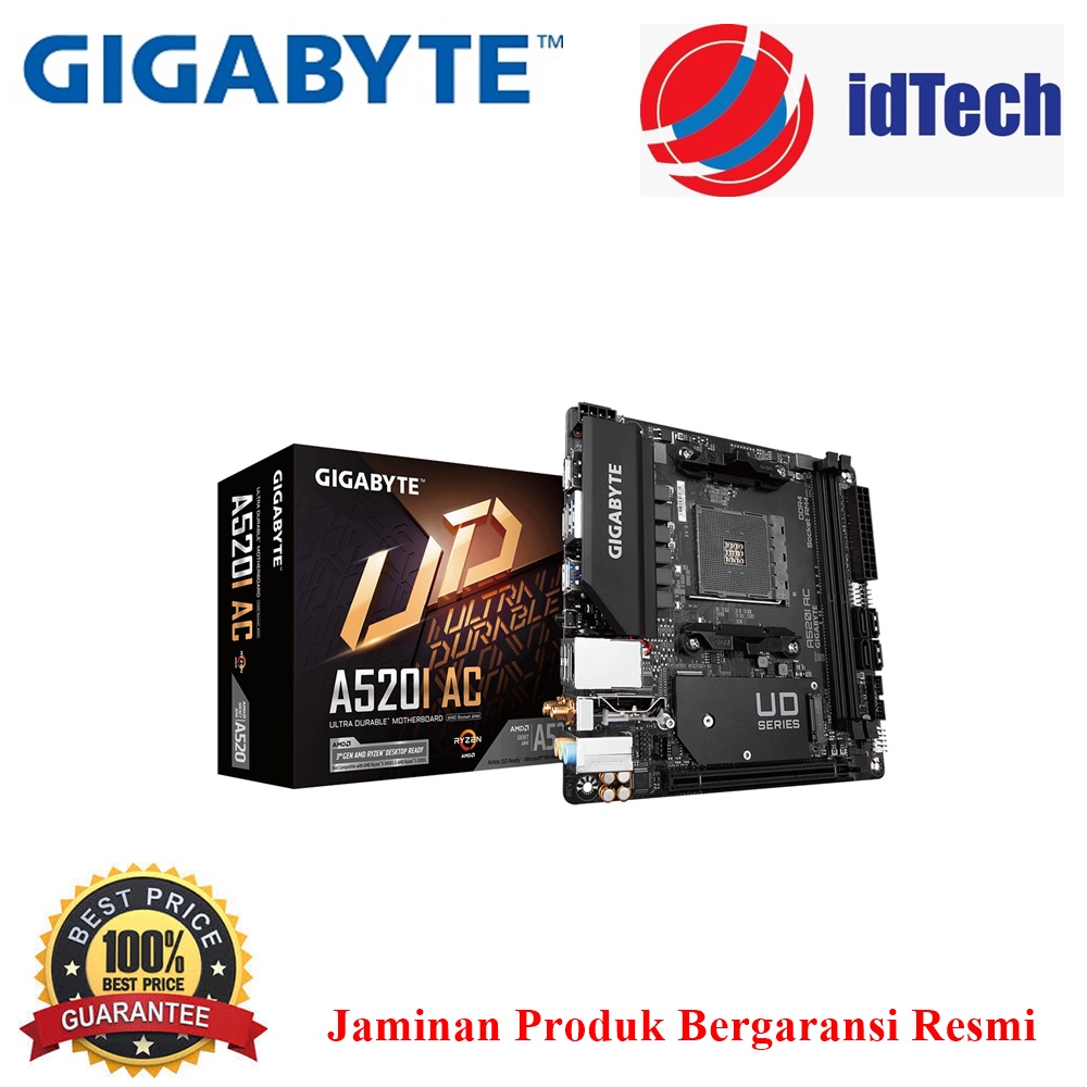 Jual Gigabyte Motherboard AMD A520I AC Socket AM4 MiniITX 2 x DDR4