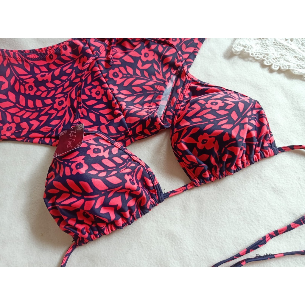 Jual BK.3302 NAVY BUNGA PINK - BIKINI SEGITIGA CELANA BOXER | Shopee ...