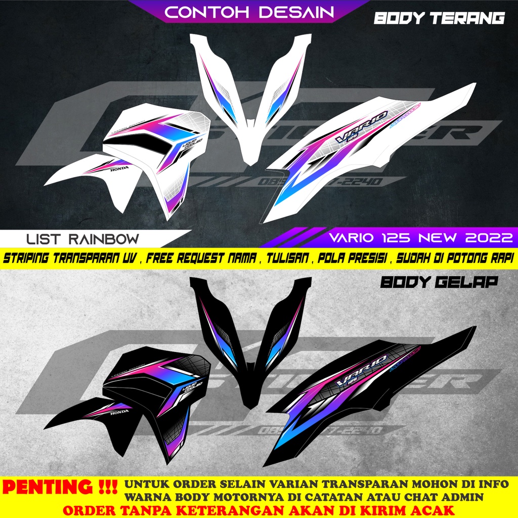 Jual STRIPING VARIO 125 NEW 2023 RAINBOW TRANSPARAN GLOSSY | Shopee