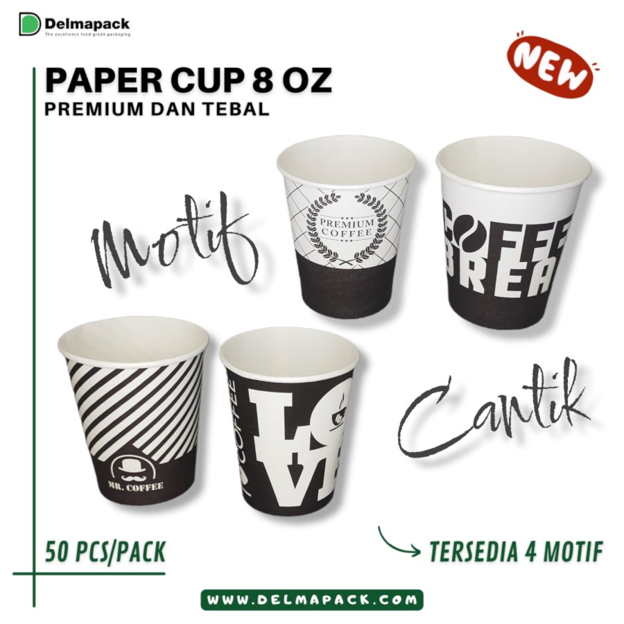 Jual Papercup motif 8OZ motif coffe/ Paper Cup 8 OZ custom motif ...