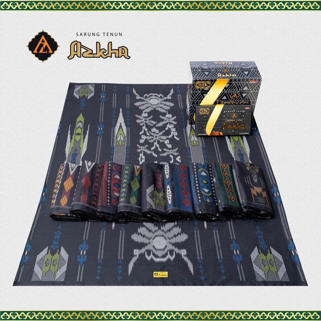 Jual SARUNG TENUN AZKHA SIGNATURE COLOUR BLACK | Shopee Indonesia