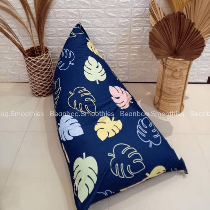 Jual Bean Bag Triangle Plus Isi Size Dewasa Motif Leaf Navy Premium Murah Shopee Indonesia