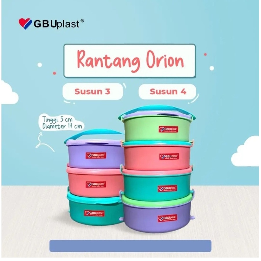 Jual Rantang Makanan Bulat | Rantang Susun 3 Orion GBU | Shopee Indonesia