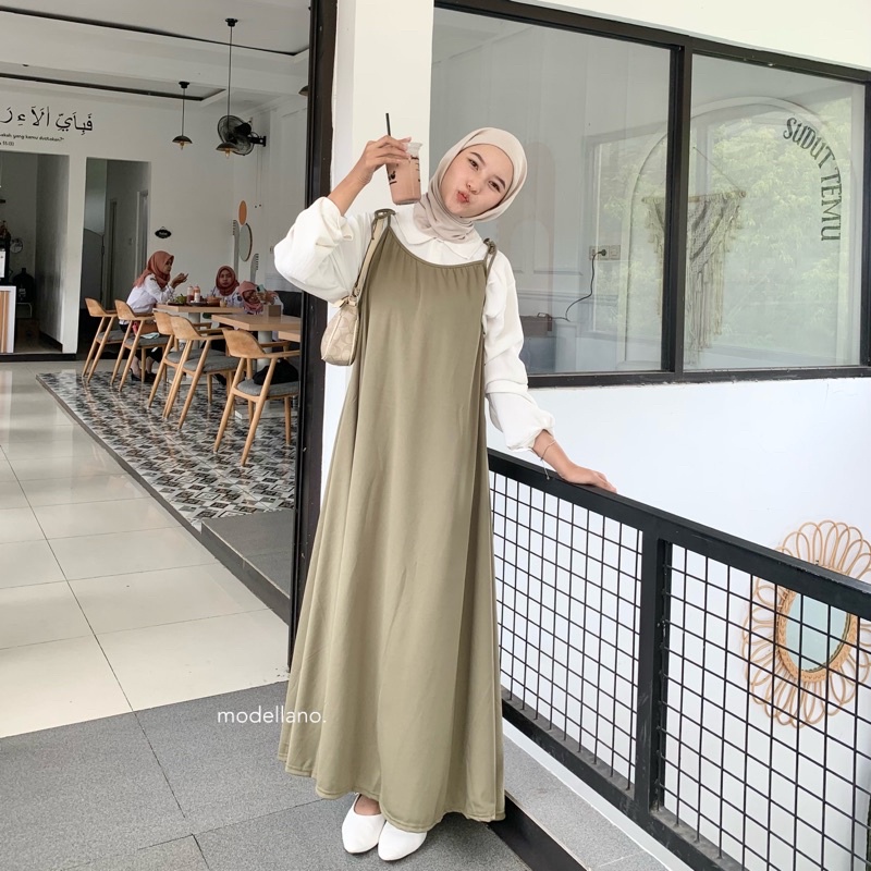 Product image JISOO OVERALL OUTER DRESS POLOS KOREAN LOOK MAYUNG MUSLIM JUMBO XXL BIGSIZE MURAH MODELLANO JISO HPUPUS