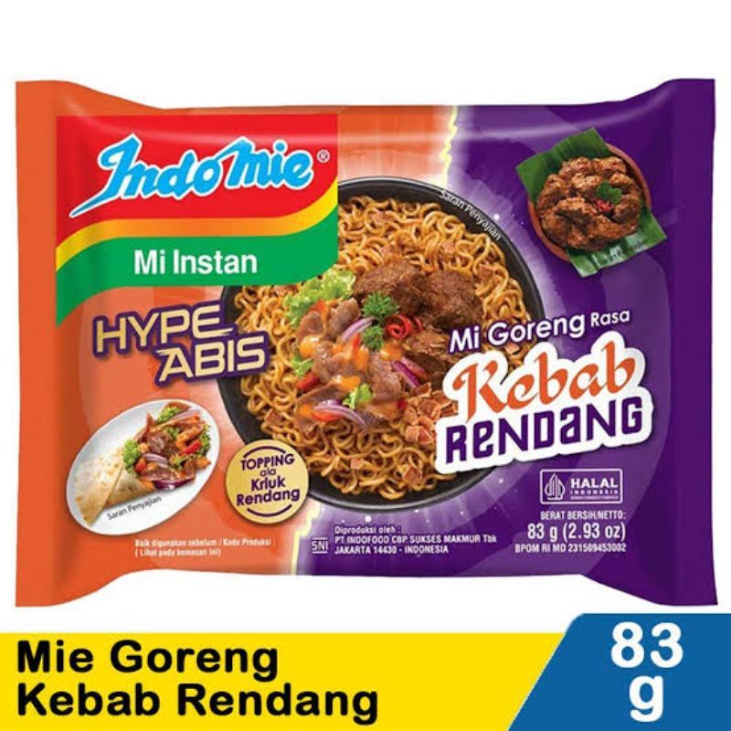 Jual Indomie Hype Abis Mi Goreng Rasa Kebab Rendang 83gr | Shopee Indonesia