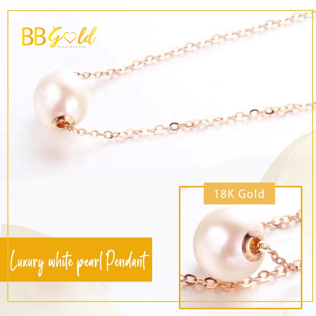 Jual BB GOLD Luxury White Pearl Pendant Yellow Gold 18K _ Kalung ...