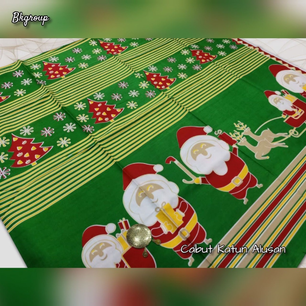 Jual Kain batik handprint Solo series Natal motif Santa Claus Kereta ...