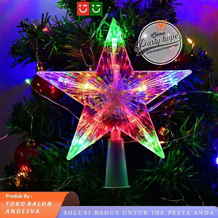 Jual Top Bintang Led Warna Warni Hiasan Pohon Natal Lampu Led Hiasan Natal Christmas Star 1904