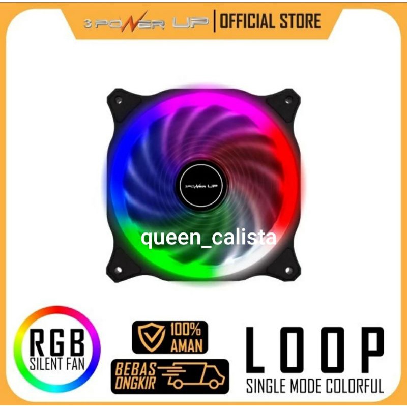 Jual FAN Cooler PC 3 Power Up LOOP SERIES FL-01 Single Colorful 12cm ...