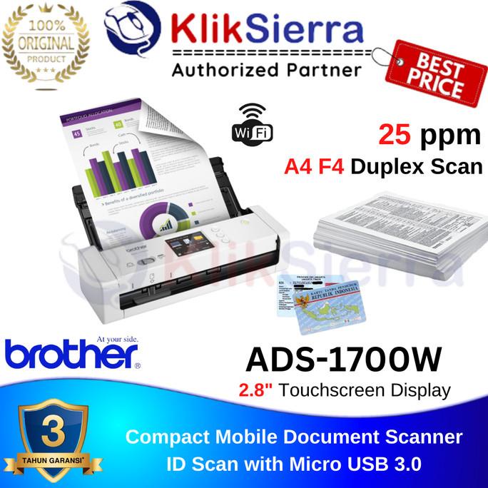 Jual BROTHER ADS1700W Compact Portable Desktop Scanner ADS1700W
