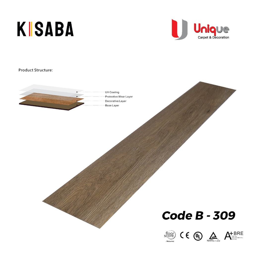Jual Karpet Vinyl Lantai Kayu / Vinyl Plank Kisaba 3mm / Lantai Vinyl ...