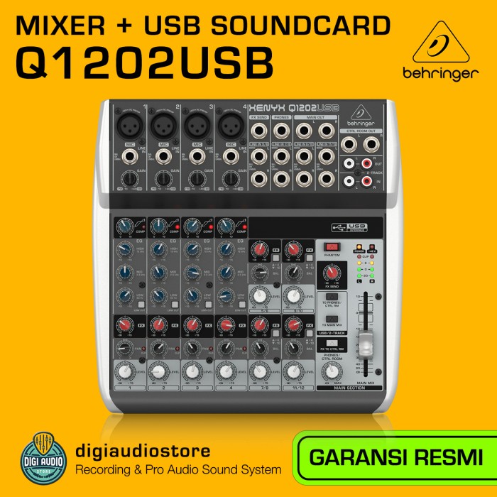 Jual Audio Mixer 12 Channel Behringer Xenyx Q1202 + Usb Soundcard