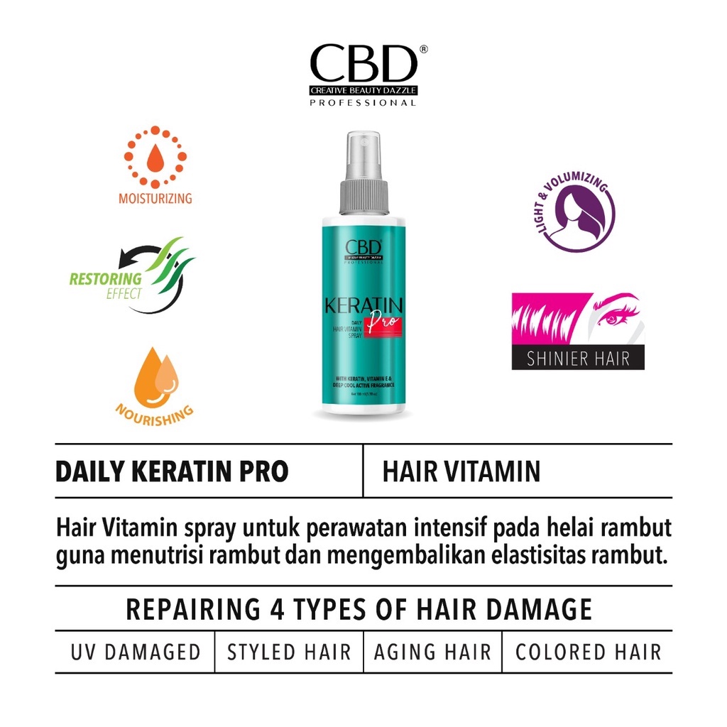 Jual CBD KERATIN PRO HAIR VITAMIN RAMBUT SPRAY ANTI KUSUT 100 ML BOTOL ...