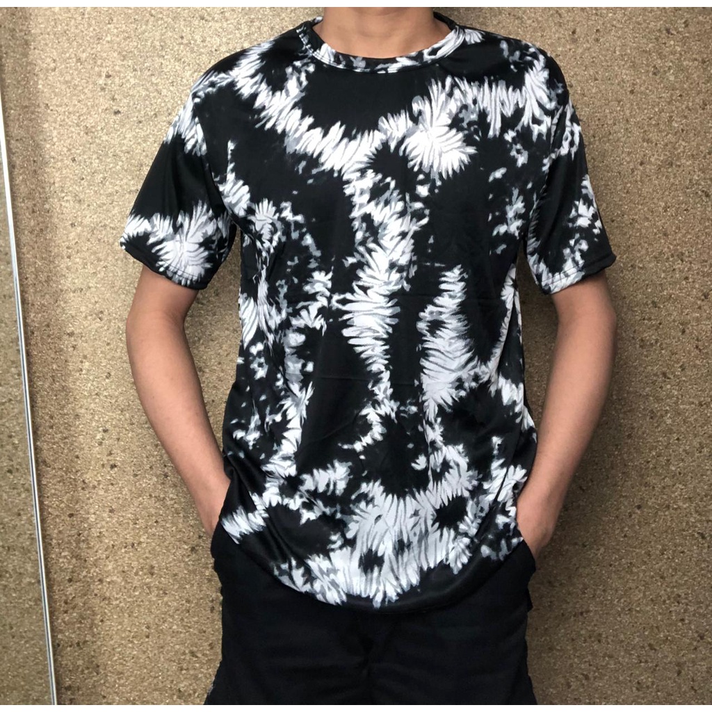 Jual KAOS OVERSIZE OLINE ABSTRAK TIE DYE HITAM PUTIH ( SIZE L XL