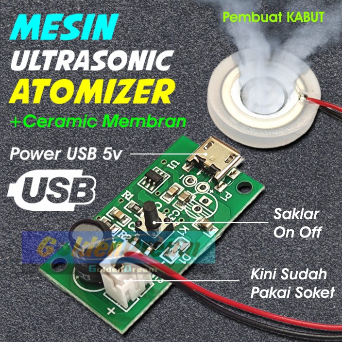 Jual Modul Ultrasonic Atomizer Humidifier USB 5v Pembuat Kabut Mist ...
