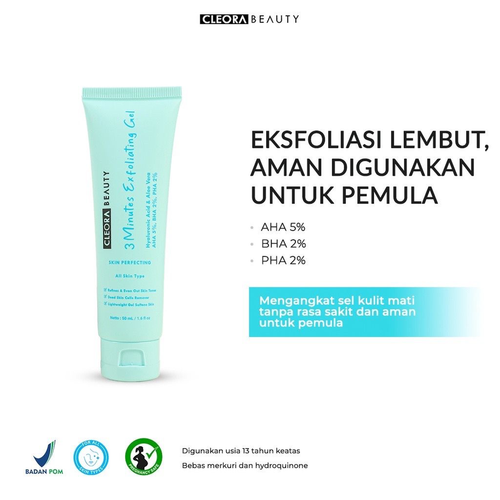 Jual BPOM Cleora 3 Minutes Exfoliating Gel AHA BHA PHA Eksfoliasi Wajah