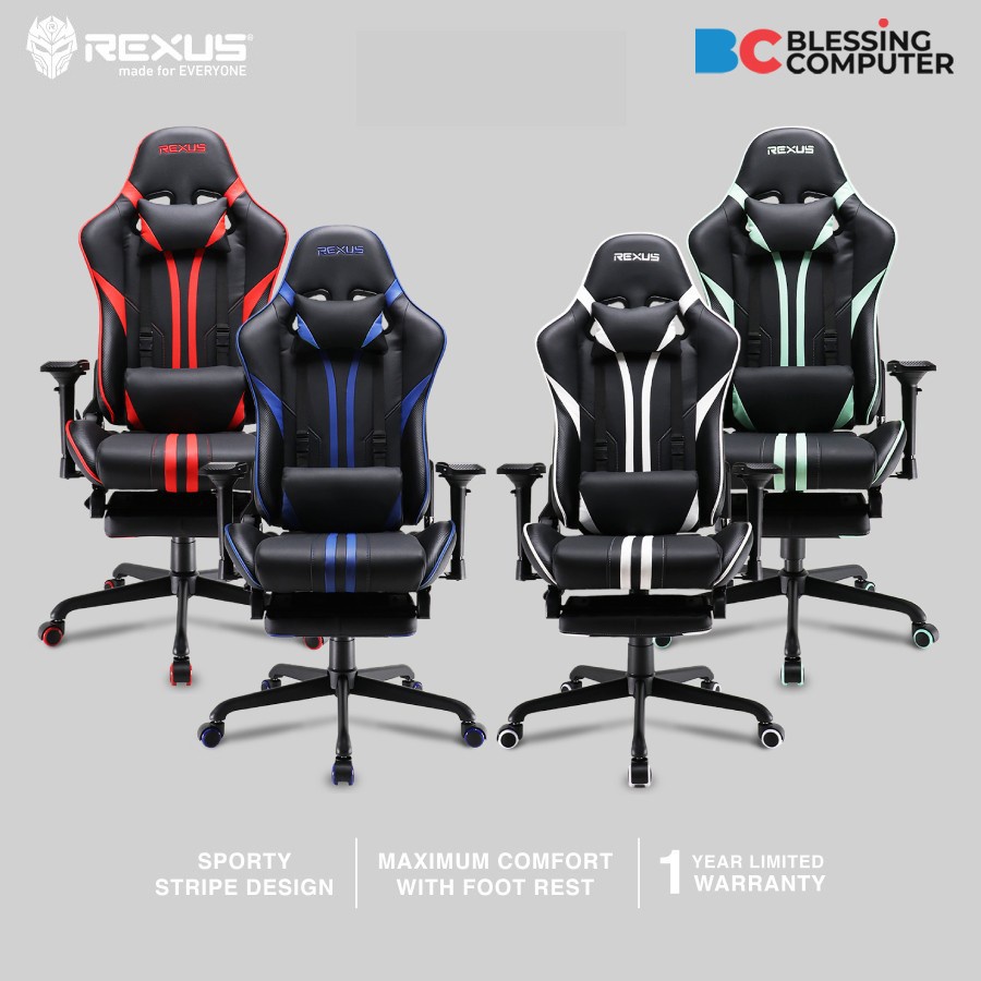 Jual KURSI GAMING REXUS RGC 201 MAX FOOTREST RED Shopee Indonesia