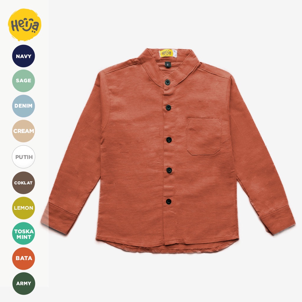 Jual KEMEJA KOKO ANAK LENGAN PANJANG KANCING WARNA POLOS Couple Ayah ...