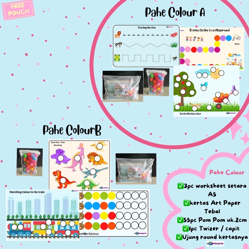 Jual Pom pom busy pack montessori inspired activity / mainan edukasi ...