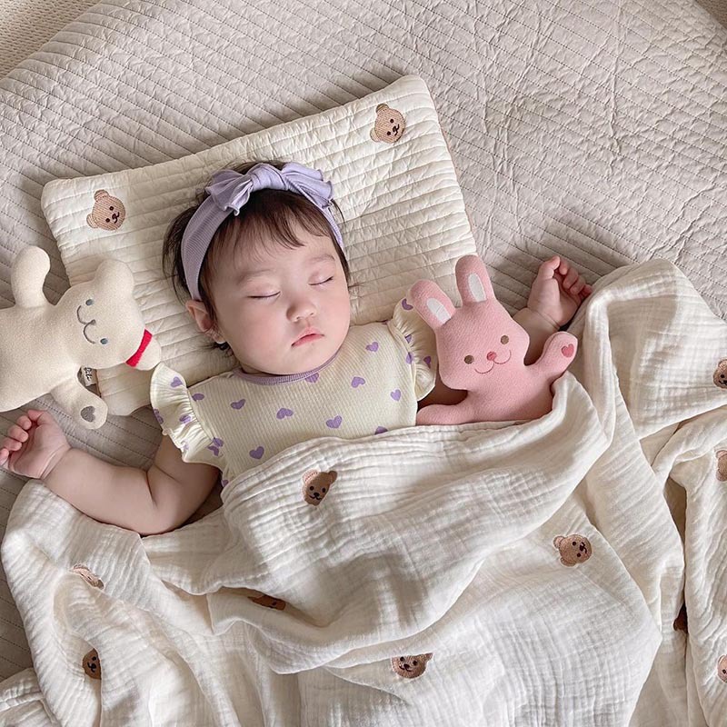 Jual MINICUTE x NaughtyBebe Selimut Bayi Katun BEAR Korea Aesthetic