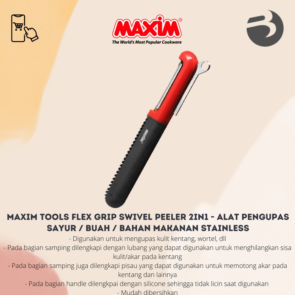Jual Maxim Tools Flex Grip Swivel Peeler 2in1 - Alat Pengupas Sayur ...