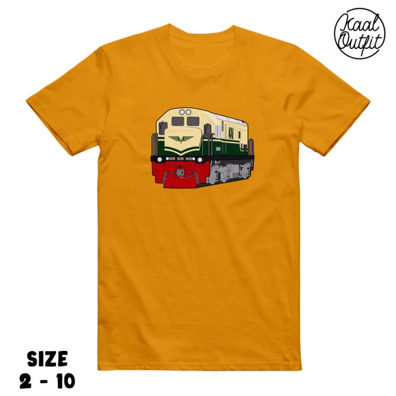 Jual Kaos Anak Kereta Api Livery Vintage CC201 Mustard Free Nama