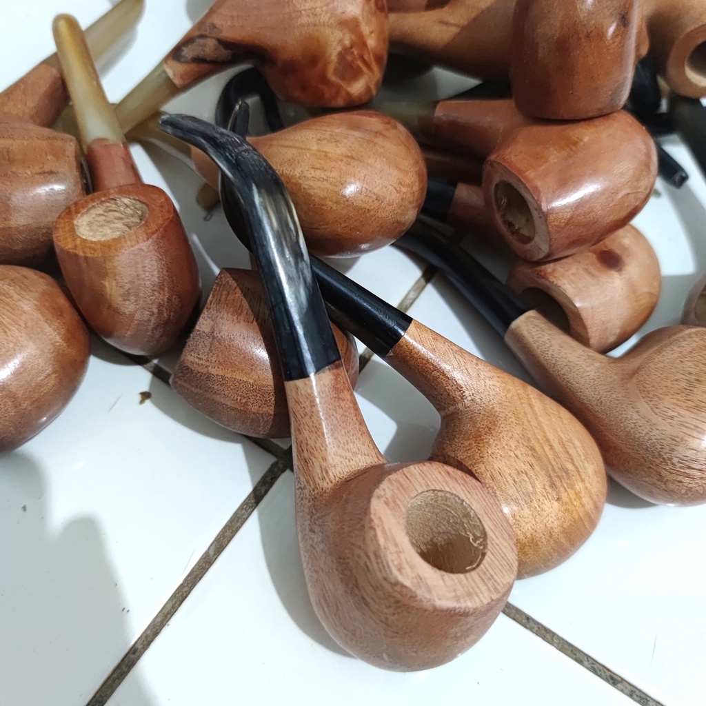 Jual Pipa Cangklong Bako Bahan Kayu Mahoni Dengan Stem Tanduk Asli Murah Shopee Indonesia