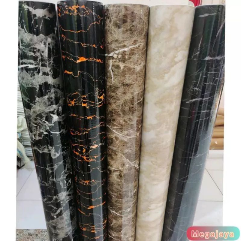Wallpaper Stiker Motif Kayu Motif Marmer Pvc Sudah Ada Lem L122Cm