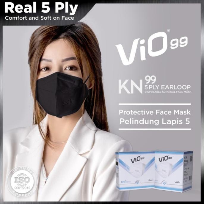 Jual Masker Vio KN 99 Medis Premium 5 ply Filtrasi 99% Isi 20 Pcs Hitam ...