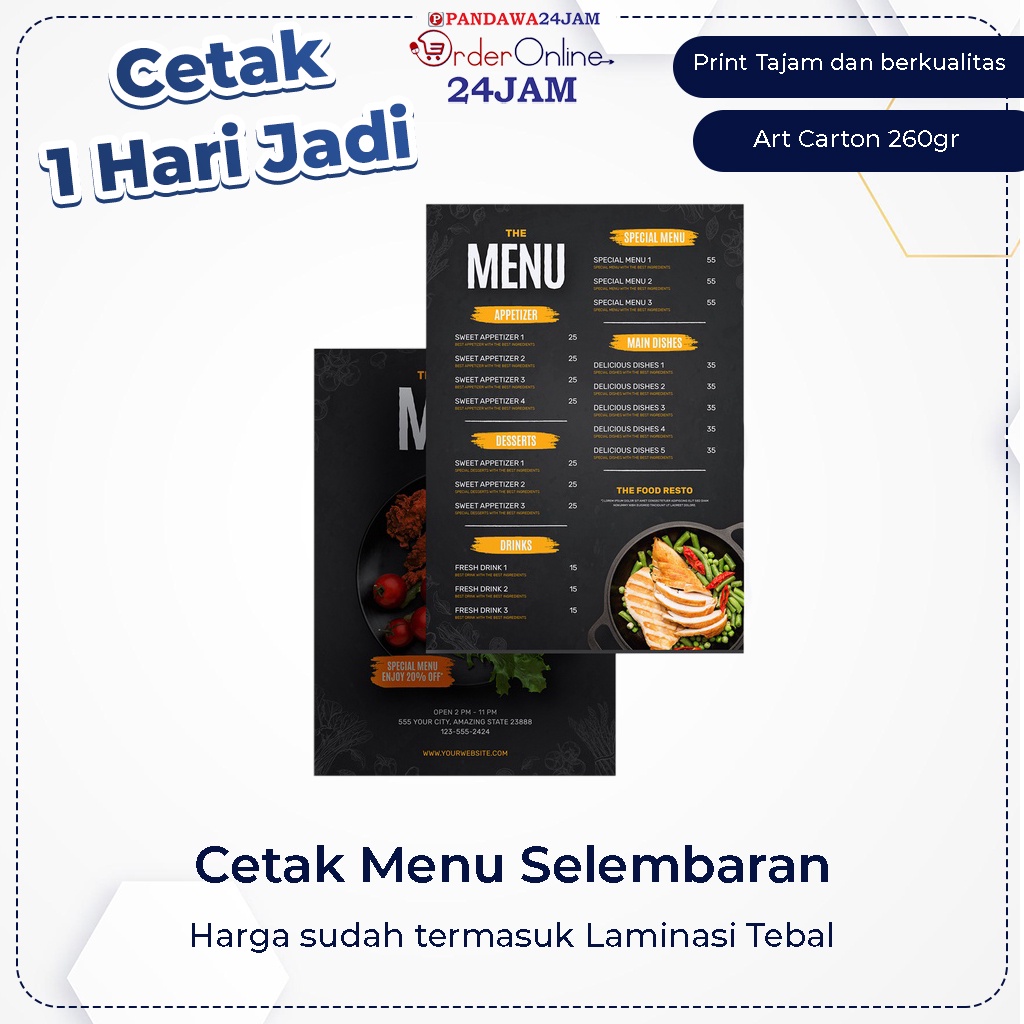 Jual Cetak Daftar Menu Makanan Minuman Cafe Custom A A Shopee Indonesia