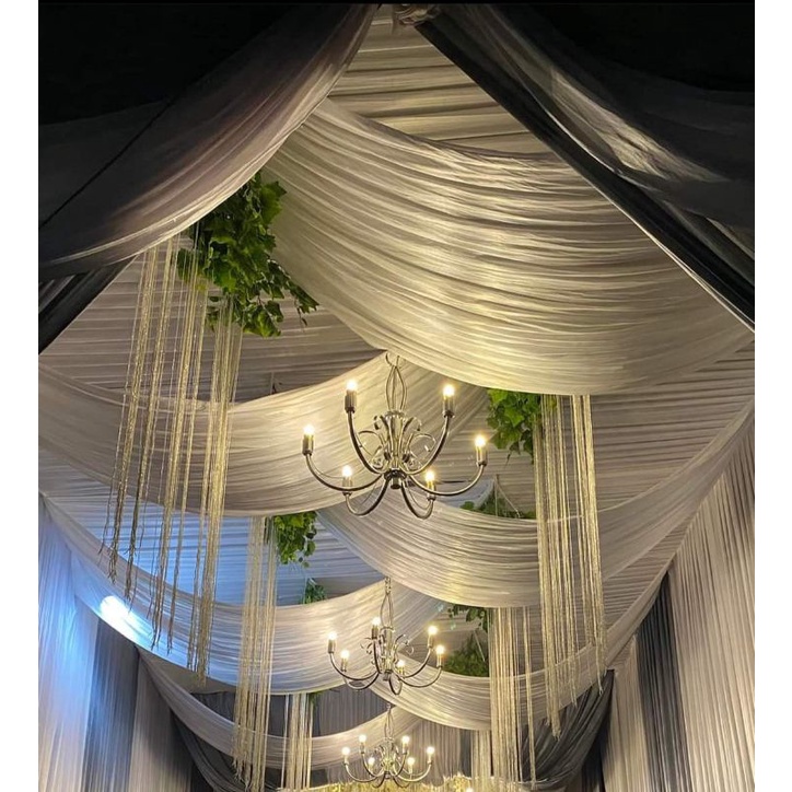 Jual plafon tenda pesta pernikahan plafon selendang dekorasi terop