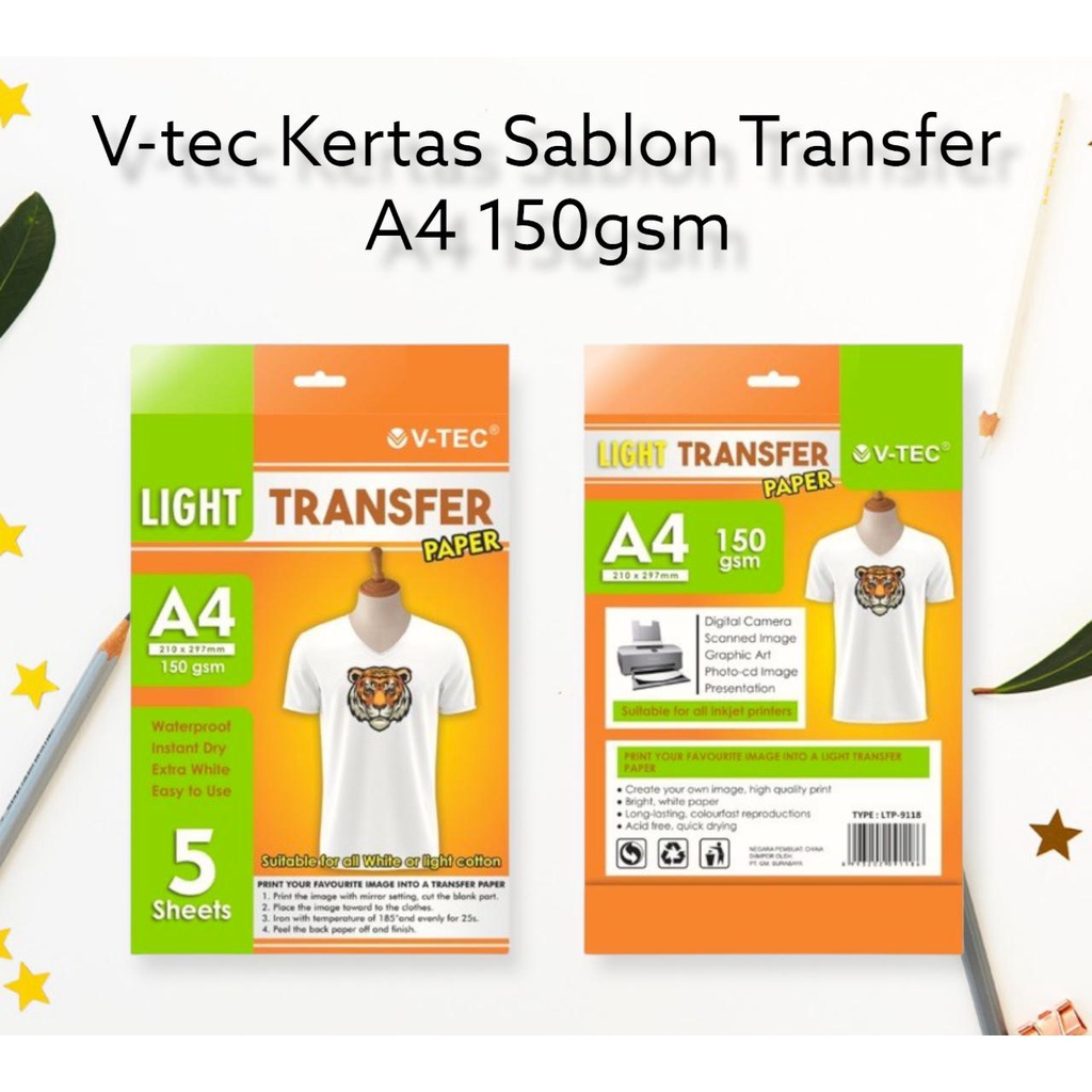 Jual Kertas Sablon / Light Transfer Paper A4 150 gsm VTec Shopee Indonesia