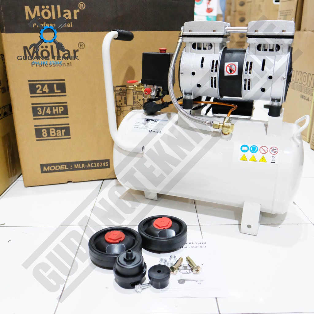 Jual (UNIT/PAKET LENGKAP) Mesin Kompresor Angin Silent Oilless 3/4 HP ...